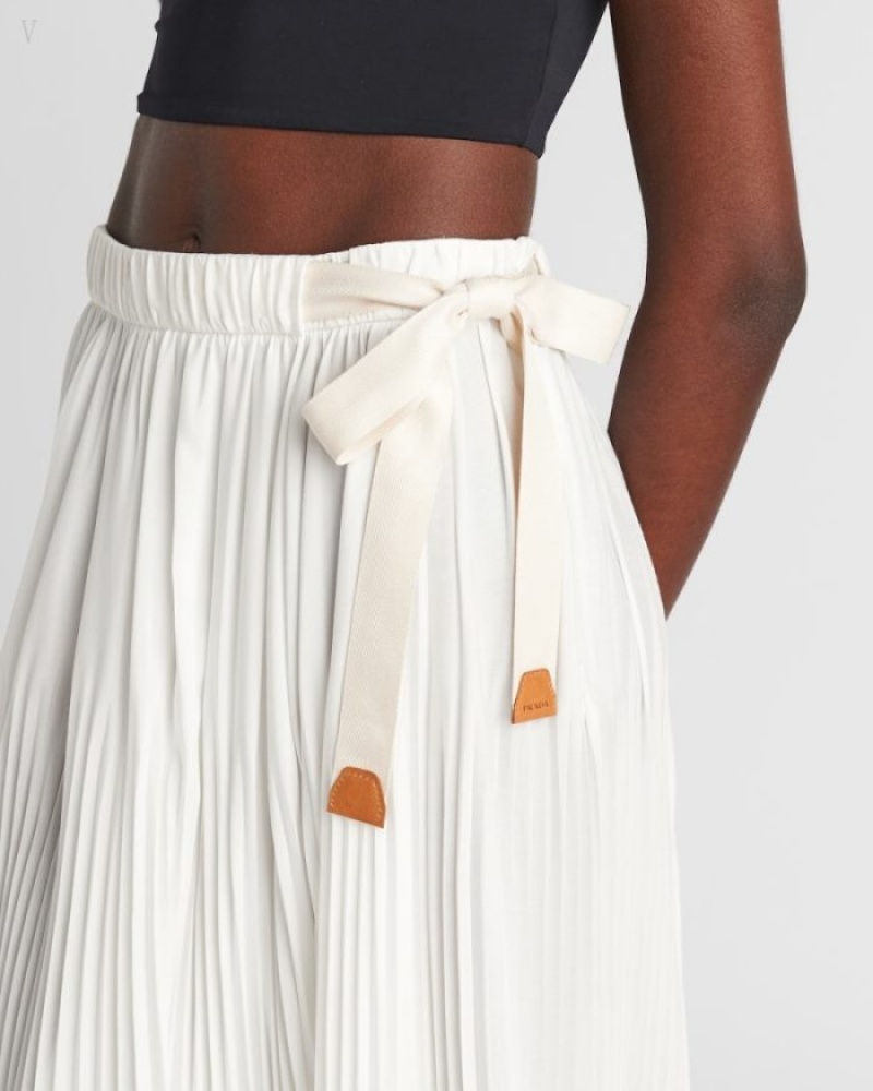 Prada Crêpe-de-chine Midi Skirt Blancos | PUJP8265