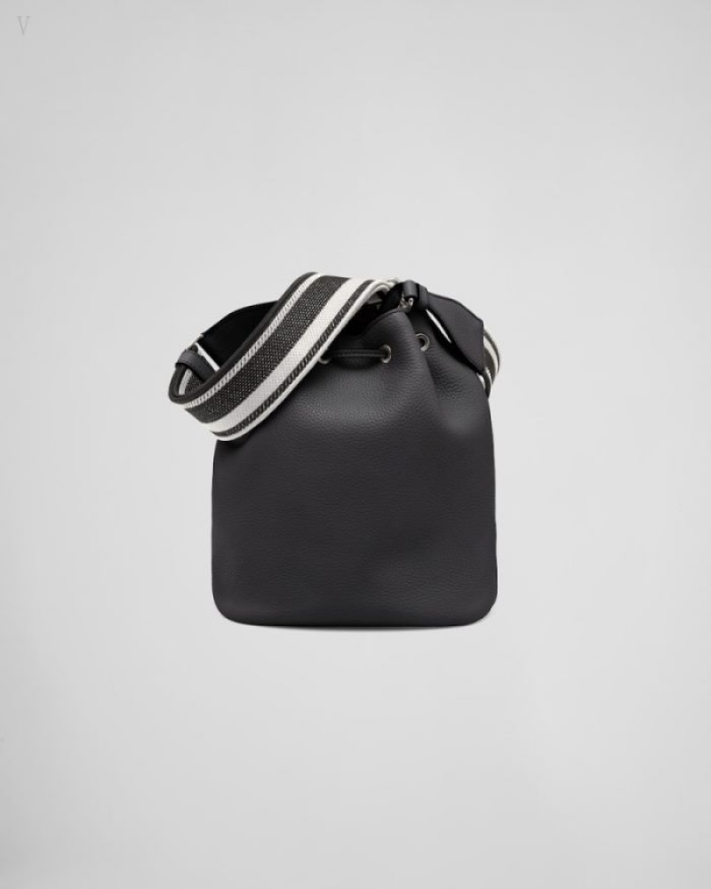 Prada Cuero Bucket Bag Negros | LCVN5235
