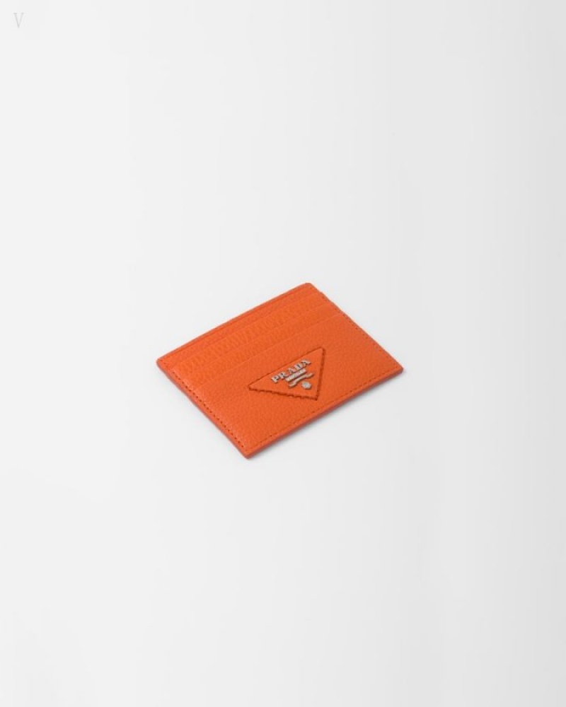 Prada Cuero Card Holder Papaya | HQFZ5700