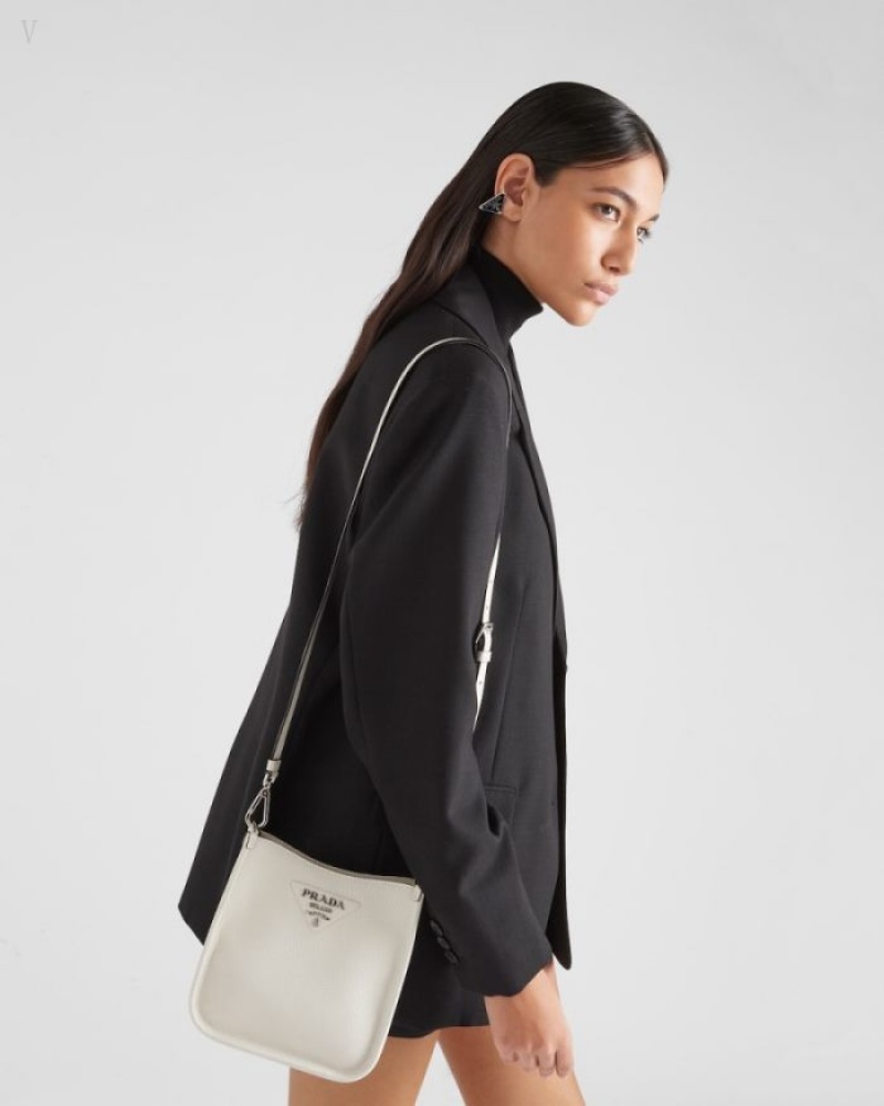Prada Cuero Mini Shoulder Bag Blancos | OKJG7841
