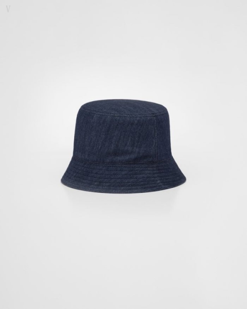 Prada Denim Bucket Hat Azul Marino | RZNF1956