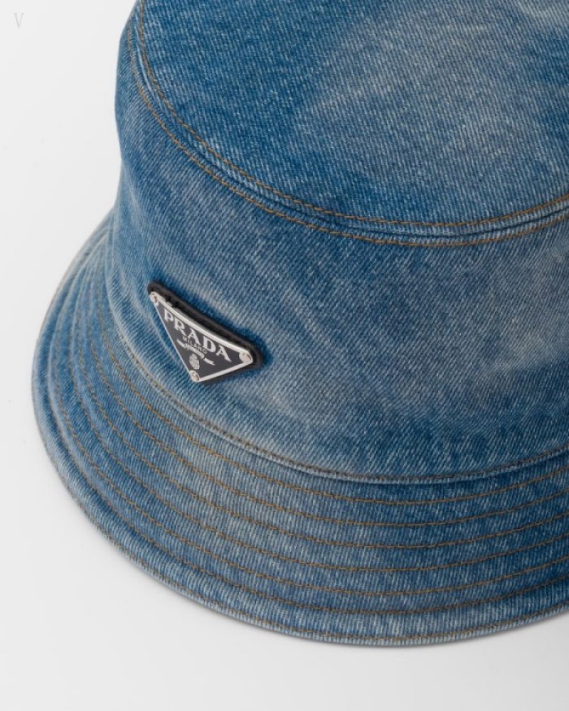 Prada Denim Bucket Hat Azules Claro | IVKJ6319