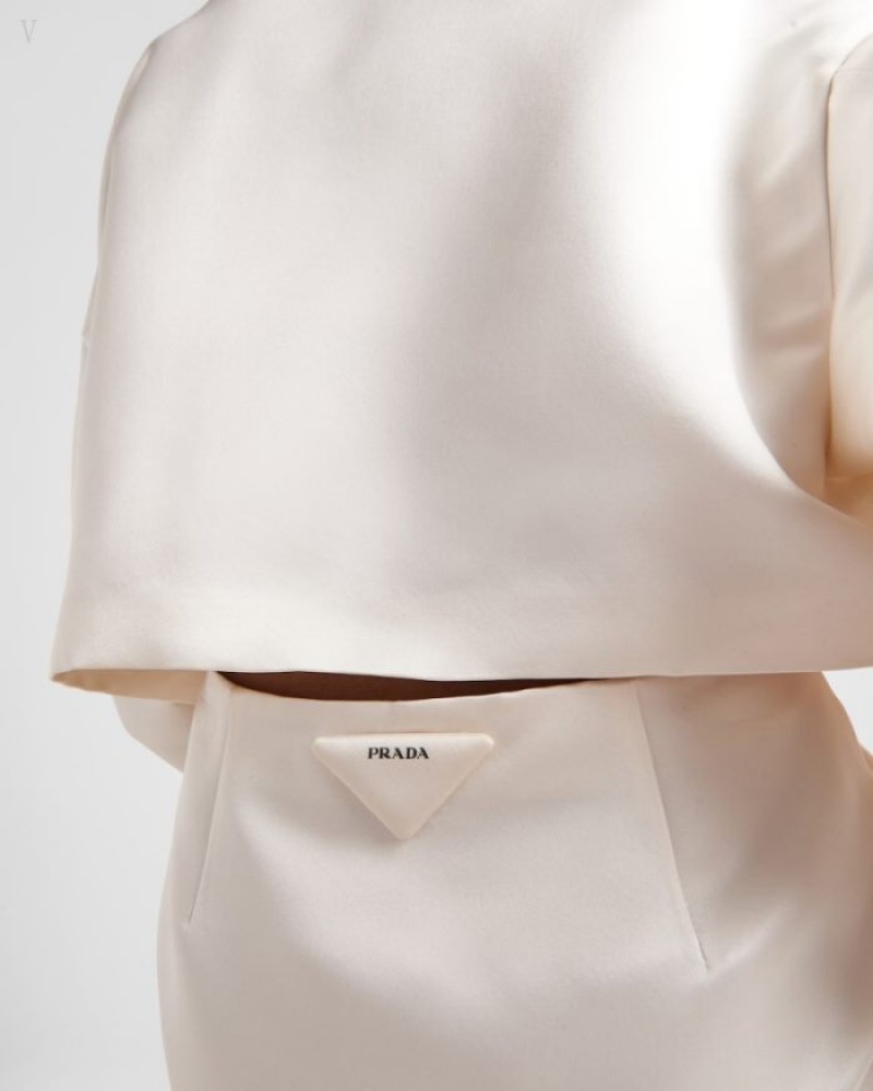 Prada Double Satin Miniskirt Blancos | DILB2377