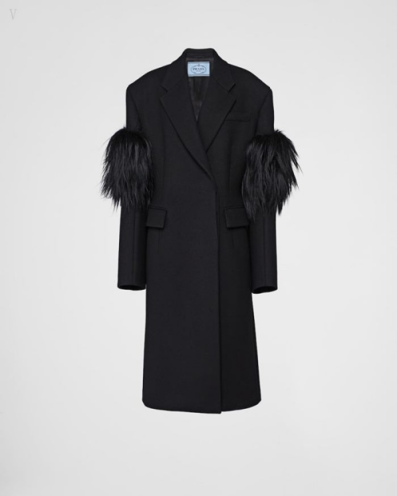 Prada Double-breasted Cloth And Mohair Coat Negros | WZTX3831