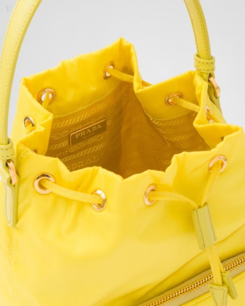Prada Duet Re-nylon Bucket Bag Amarillos | ROWK4117
