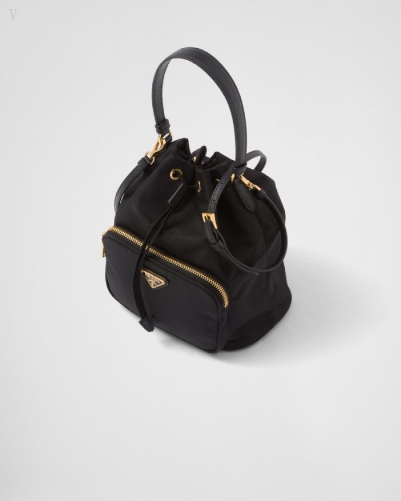 Prada Duet Re-nylon Bucket Bag Negros | GMQS7711