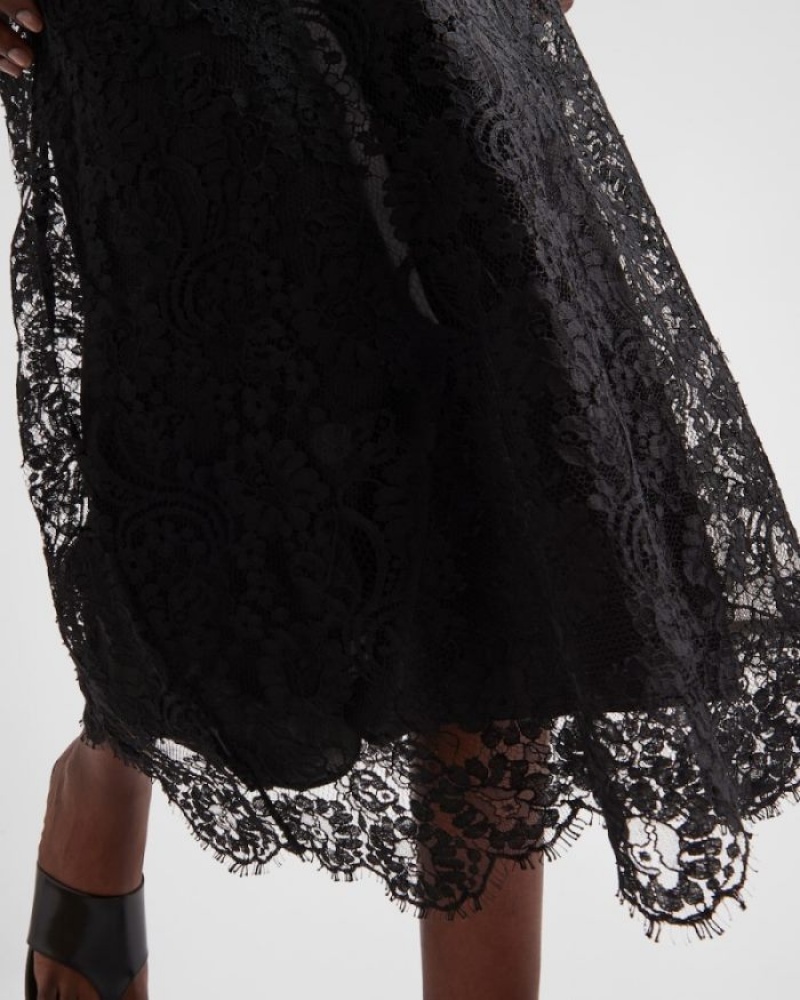 Prada Embroidered Encaje Midi-dress Negros | AMFQ5082