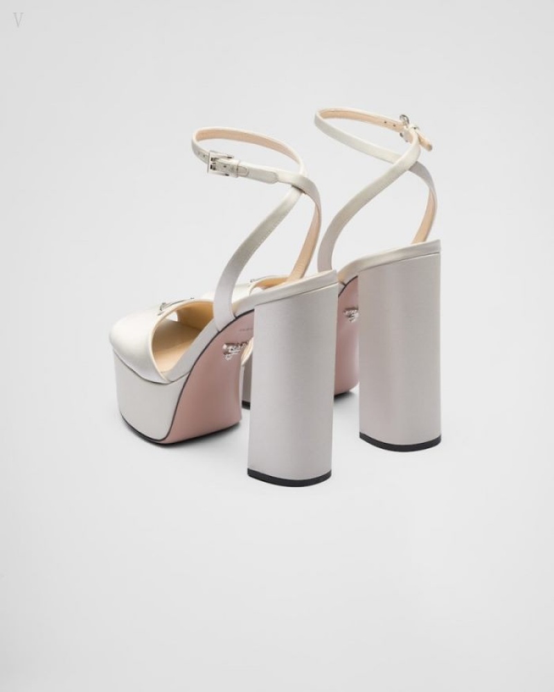 Prada High-heeled Satin Sandals Grises | GHER6038