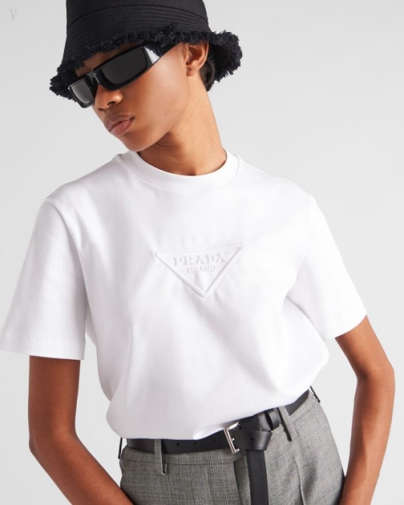 Prada Interlock T-shirt Blancos | LHVD1170