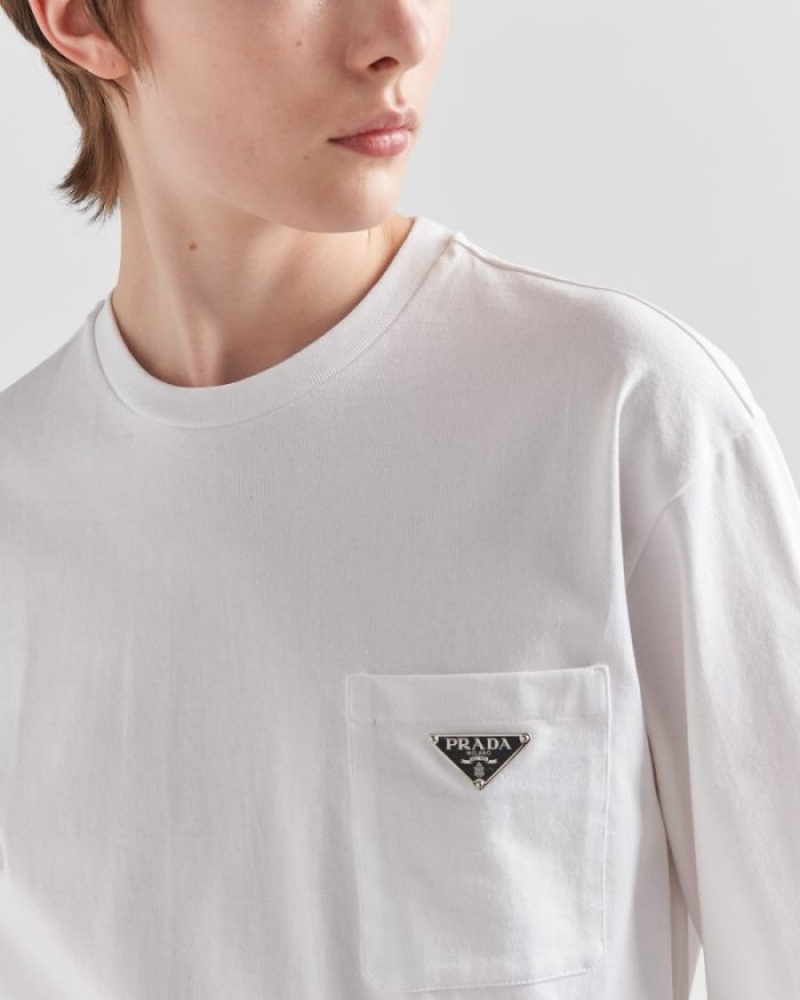Prada Jersey T-shirt Blancos | HQMX6678