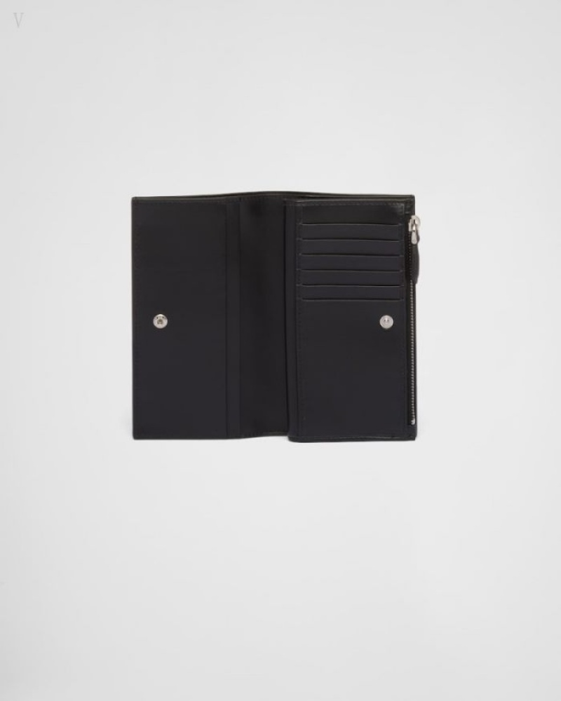 Prada Large Cuero Wallet Negros | TQWA8999
