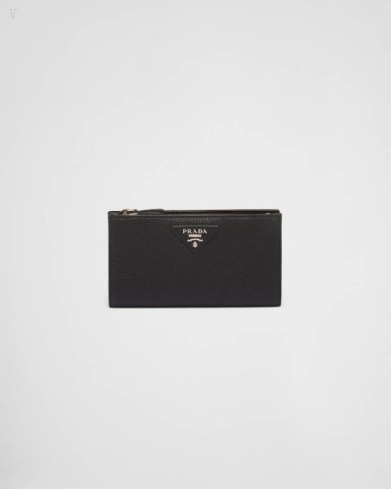 Prada Large Cuero Wallet Negros | TQWA8999