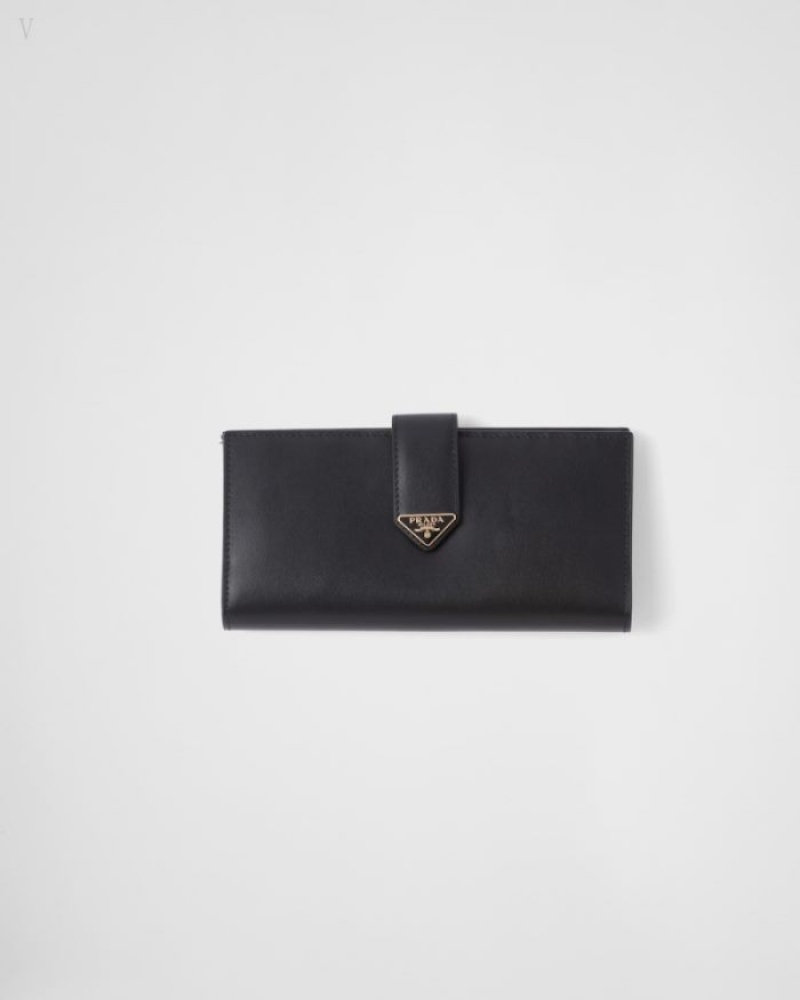 Prada Large Cuero Wallet Negros | YAYR3777