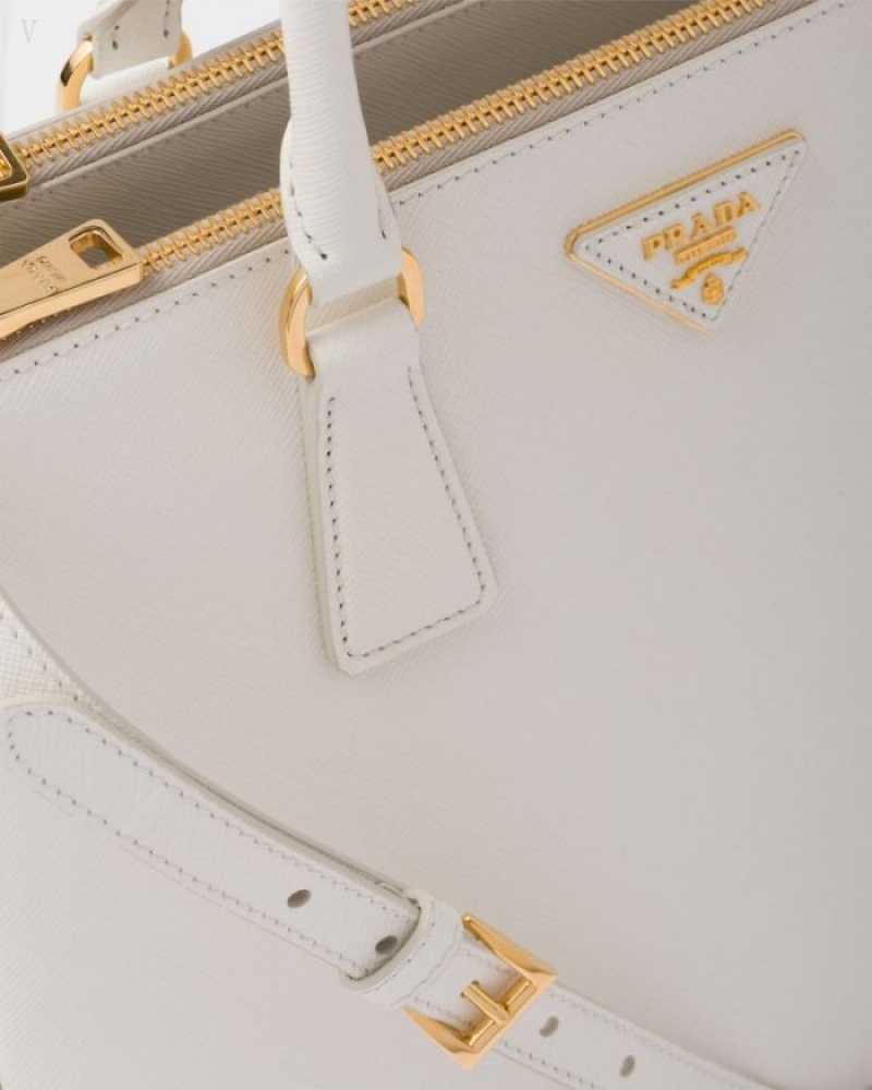 Prada Large Galleria Saffiano Cuero Bag Blancos | UZBJ2833