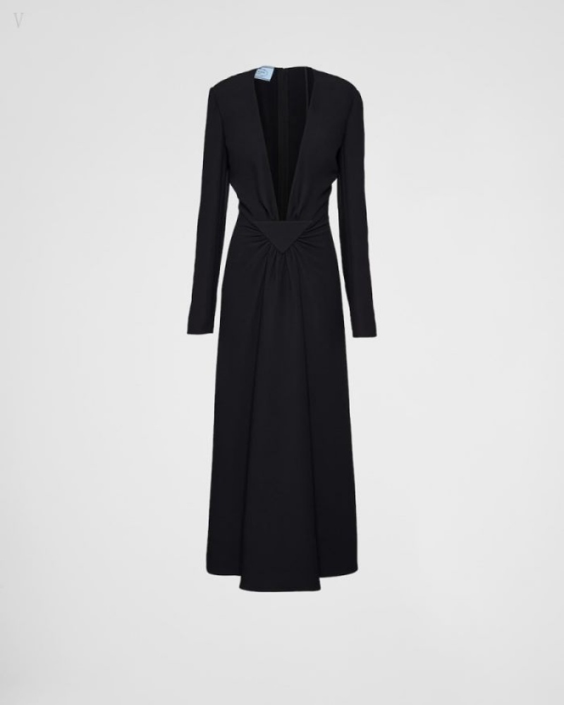 Prada Long Cady Vestido Negros | GCHK1823
