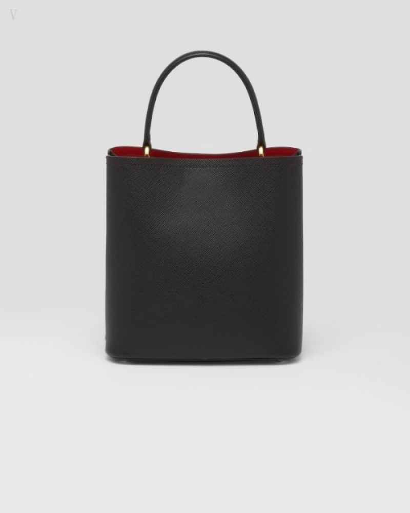 Prada Medium Saffiano Cuero Panier Bag Negros Rojos | EJMW6315