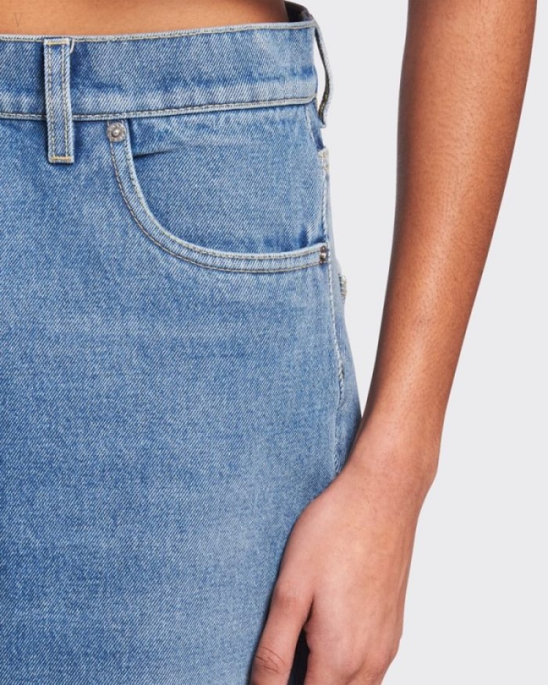Prada Organic Denim Five-pocket Trousers Azul Marino | TGVP4166