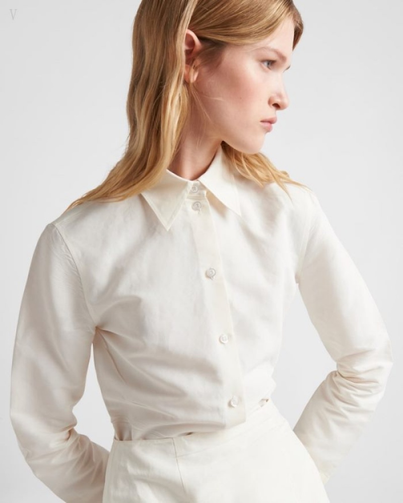 Prada Paper-based Technical Fabric Shirt Beige | TBRJ8250