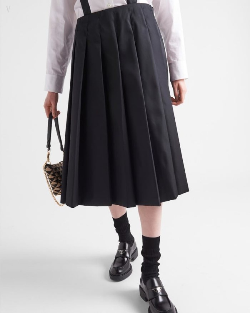 Prada Plisado Re-nylon Skirt Negros | WMUE2805
