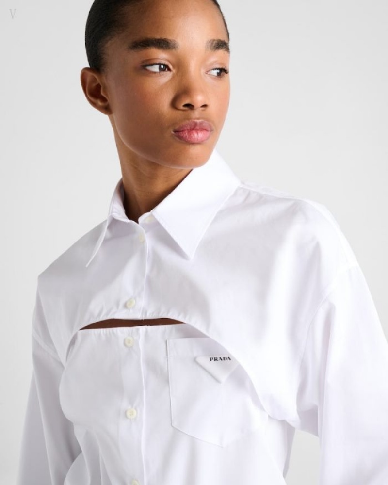 Prada Poplin Shirt Blancos | MOBD6850