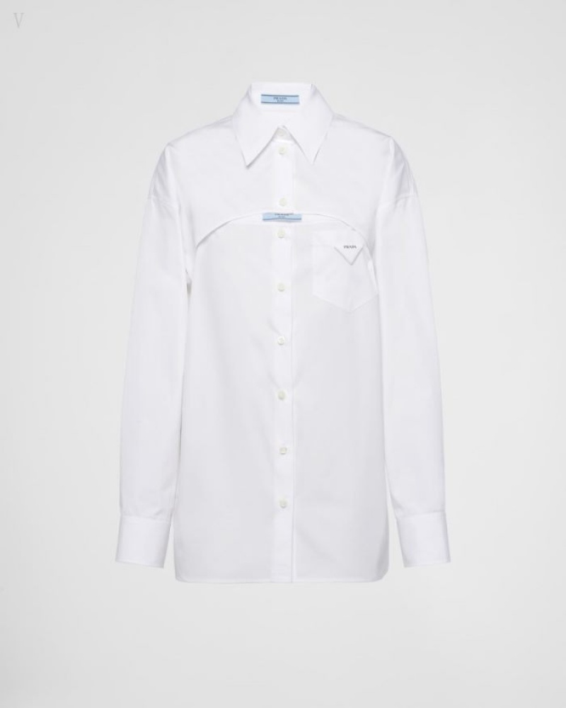 Prada Poplin Shirt Blancos | MOBD6850