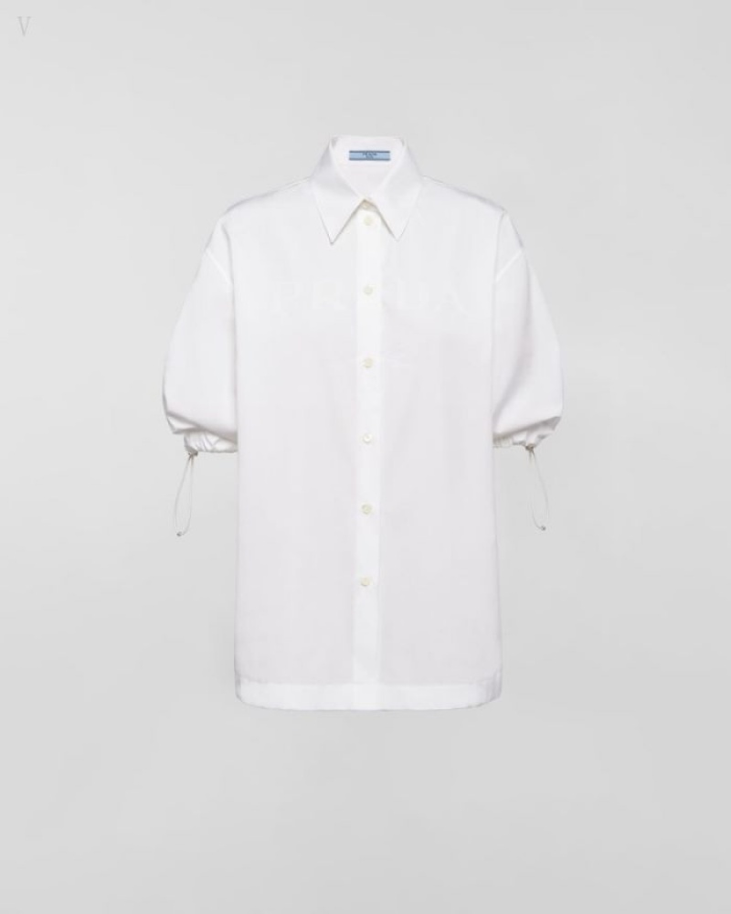 Prada Poplin Shirt Blancos | ZYCG1204