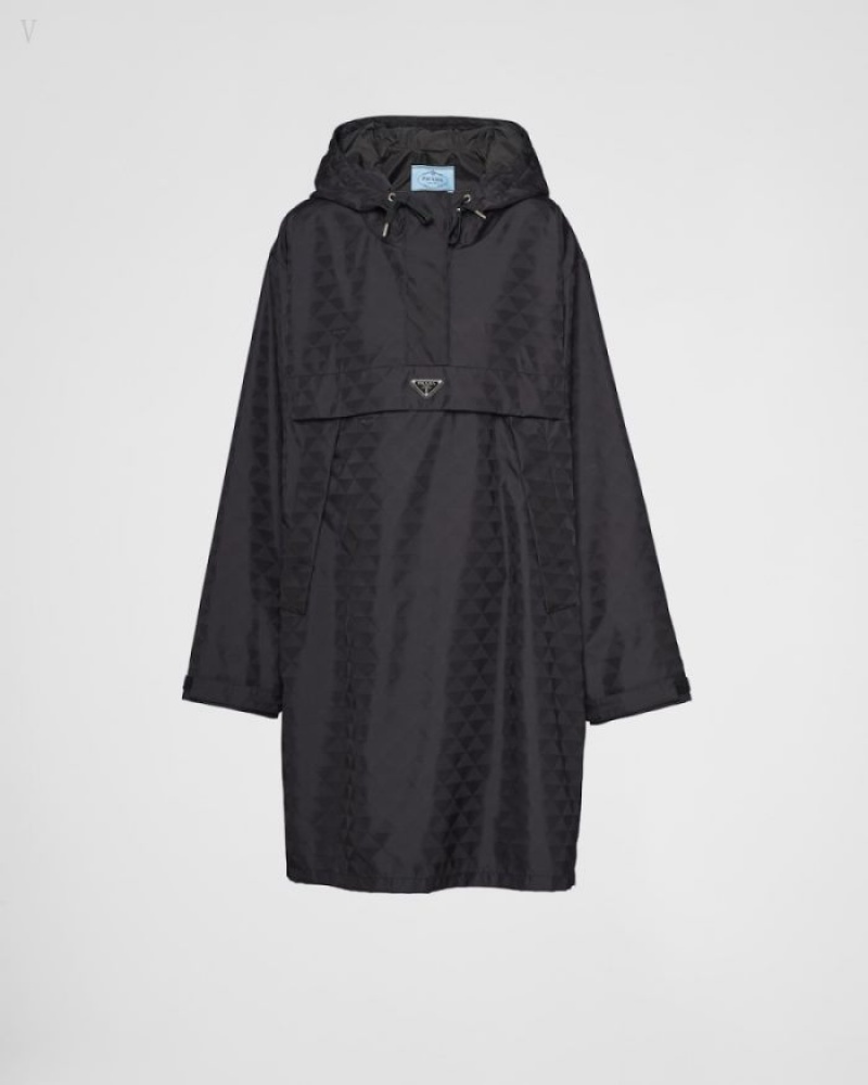 Prada Printed Nylon Raincoat Negros | RHMK7384