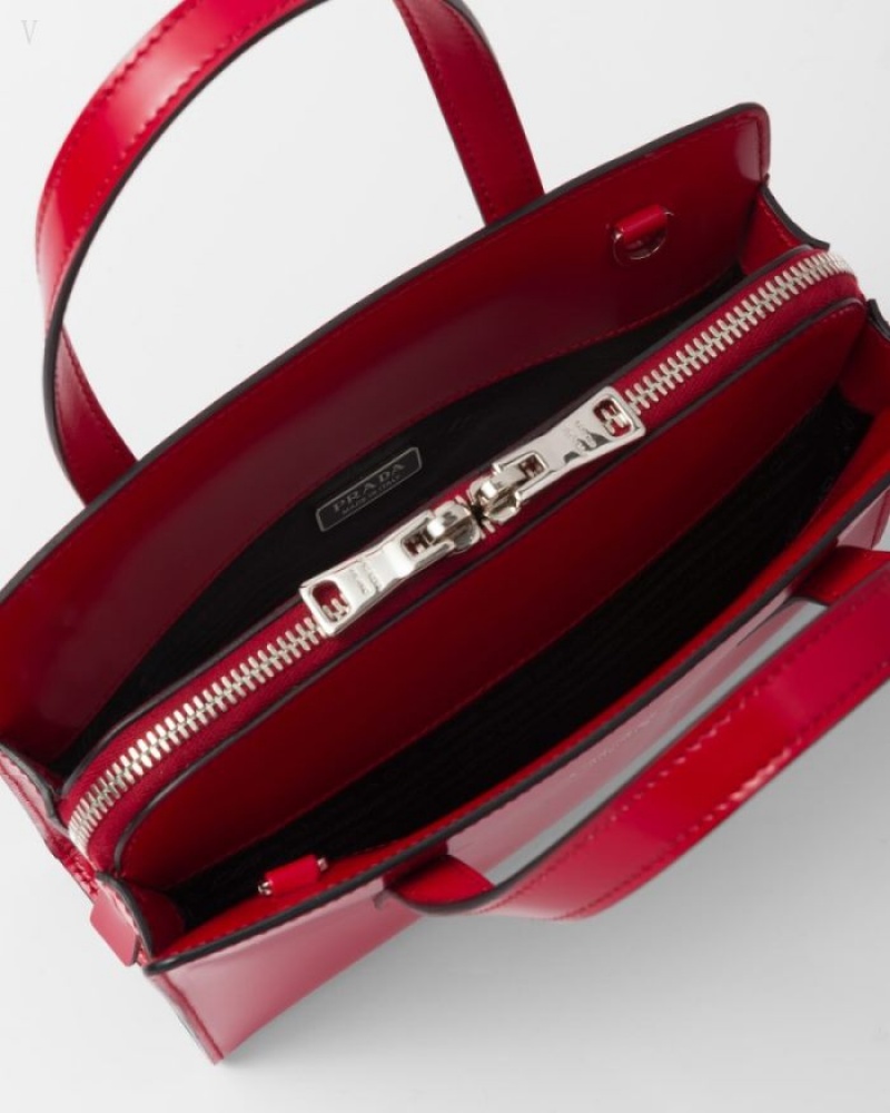 Prada Re-edition 1995 Brushed-leather Mini Handbag Rojos Oscuro | LVOX1801