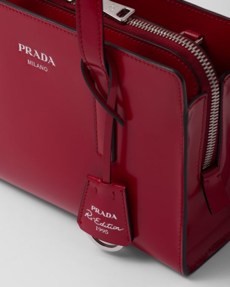 Prada Re-edition 1995 Brushed-leather Mini Handbag Rojos Oscuro | LVOX1801
