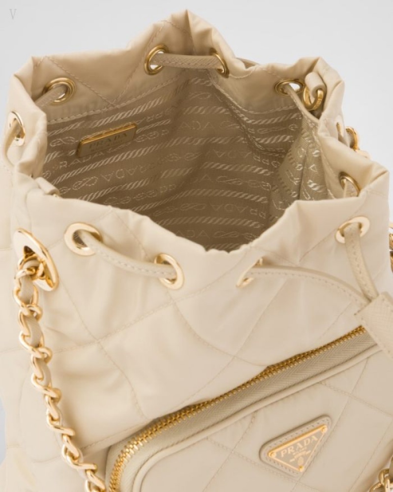 Prada Re-edition 1995 Chaîne Re-nylon Shoulder Bag Beige | ZSGX0148