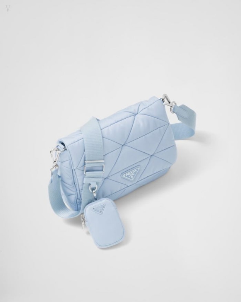 Prada Re-nylon Acolchado Shoulder Bag Azules Claro | WPLS0938