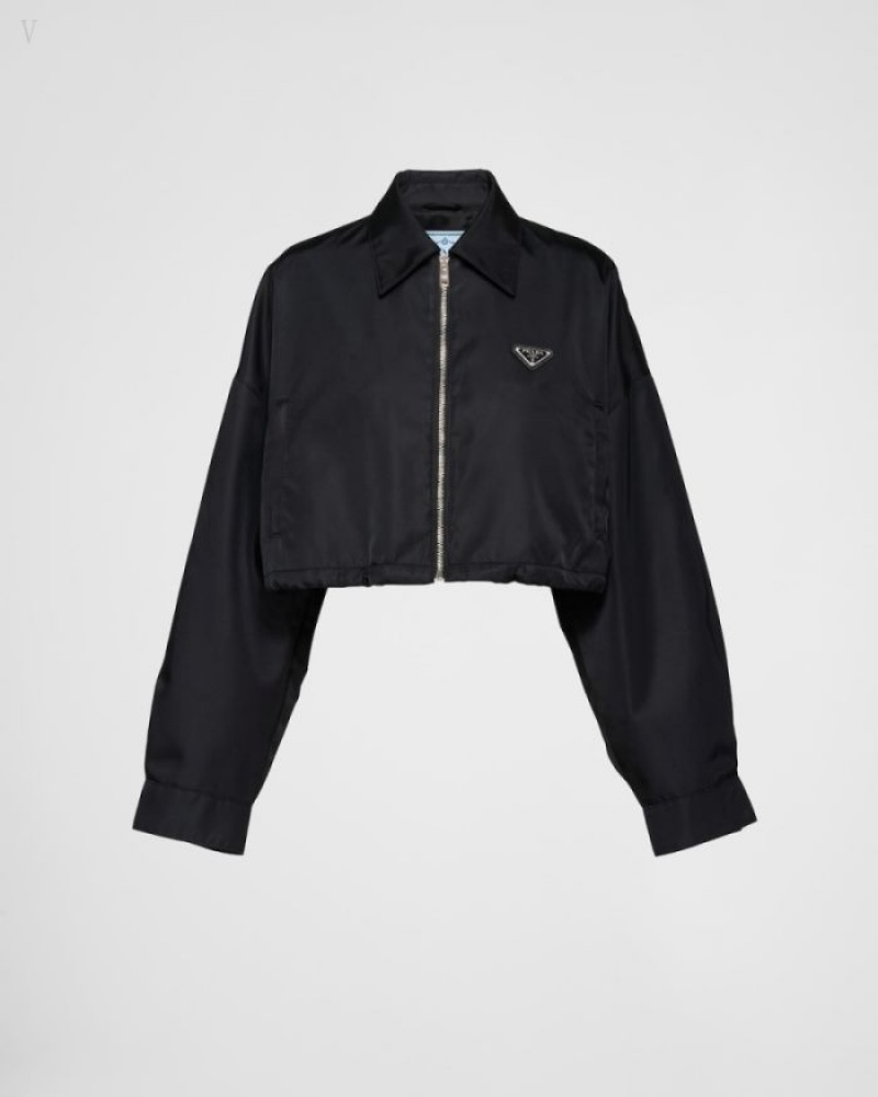 Prada Re-nylon Cropped Blouson Jacket Negros | VWQT3949