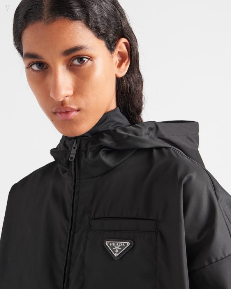 Prada Re-nylon Cropped Jacket Negros | JOAP5533