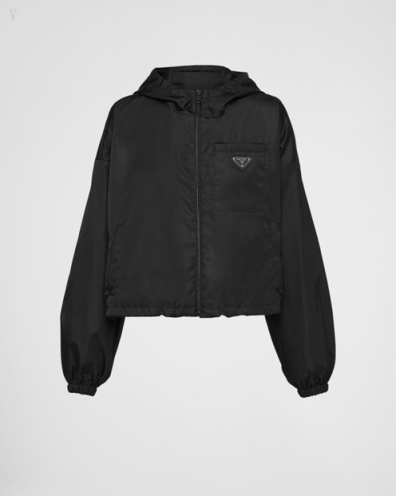 Prada Re-nylon Cropped Jacket Negros | JOAP5533