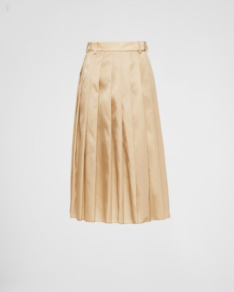 Prada Re-nylon Plisado Skirt Beige | KHTJ9042