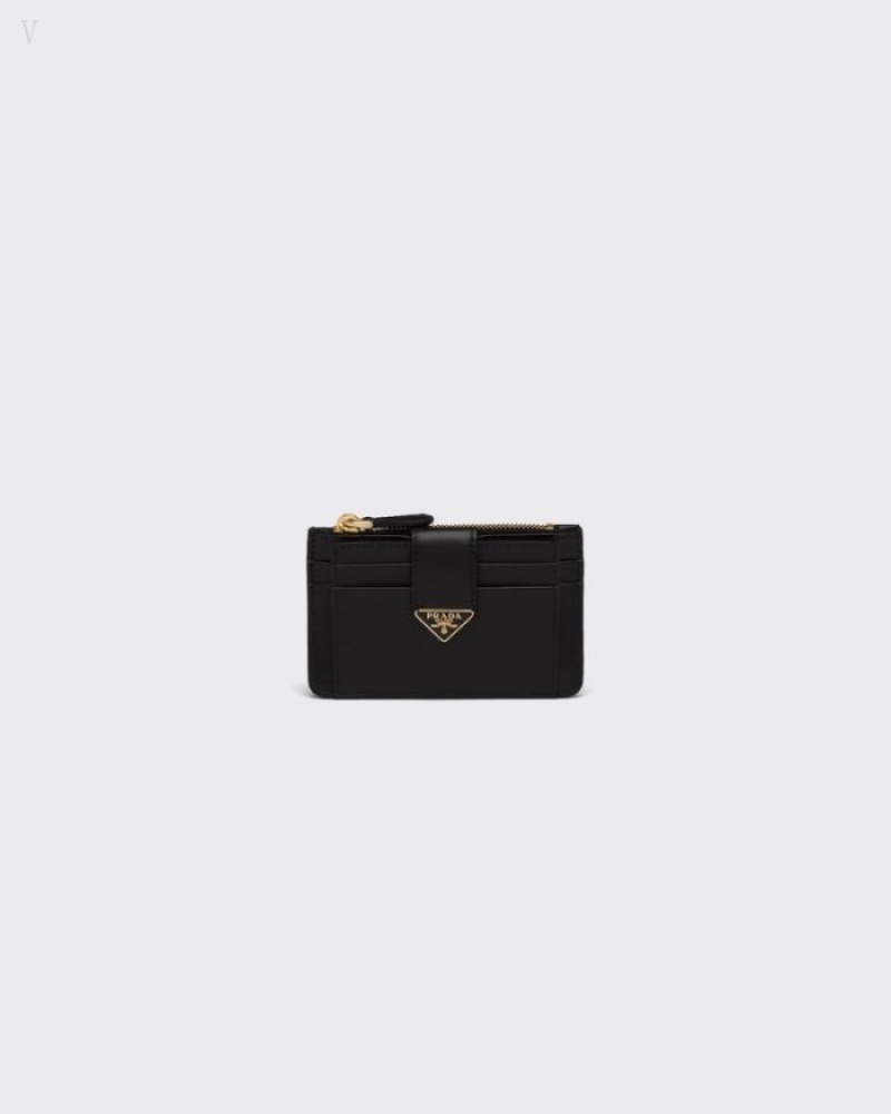 Prada Saffiano And Cuero Card Holder Negros | DFLO4650