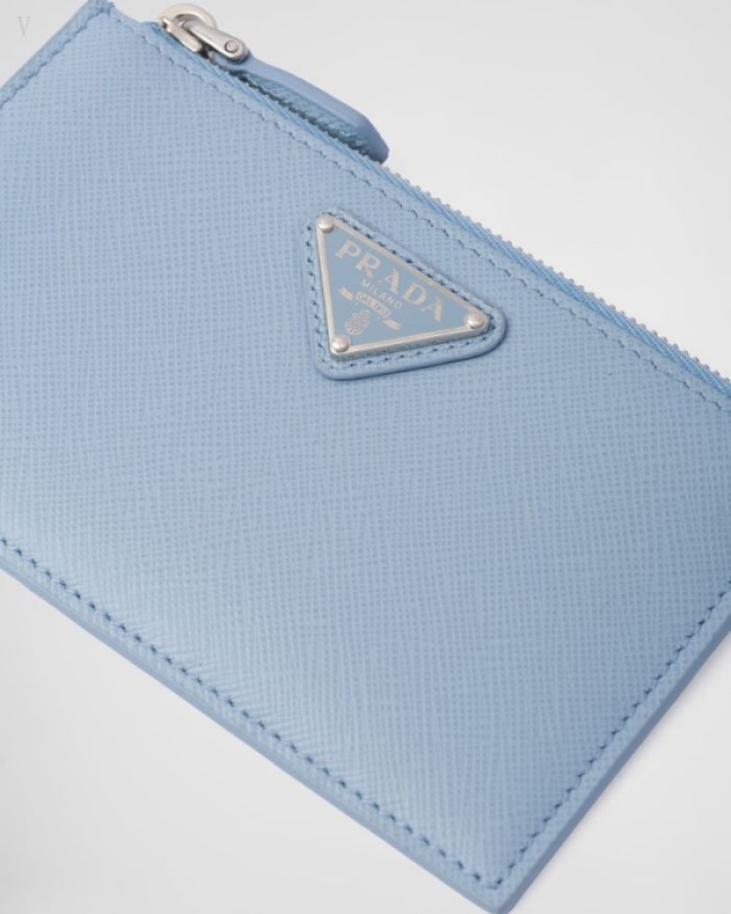 Prada Saffiano Cuero Card Holder Azules | BRVL0273