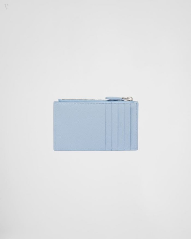 Prada Saffiano Cuero Card Holder Azules | BRVL0273