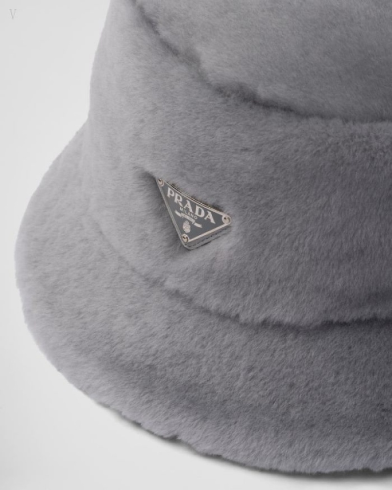 Prada Shearling Bucket Hat Azules | AZRK0407