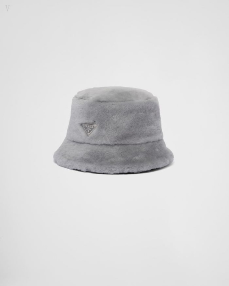 Prada Shearling Bucket Hat Azules | AZRK0407