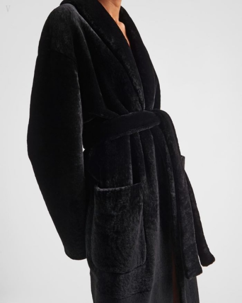 Prada Shearling Coat Negros | IVWT0809