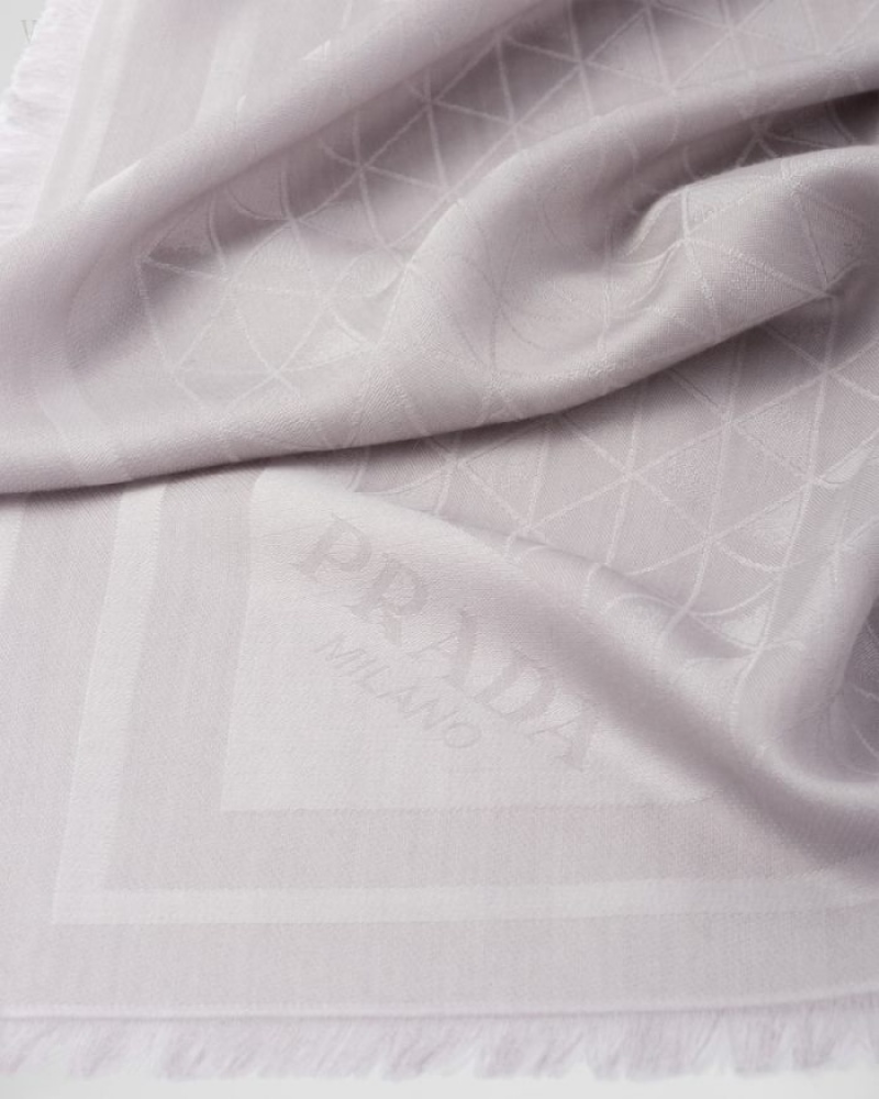 Prada Silk And Lana Jacquard Scarf Grises | FXBI9040