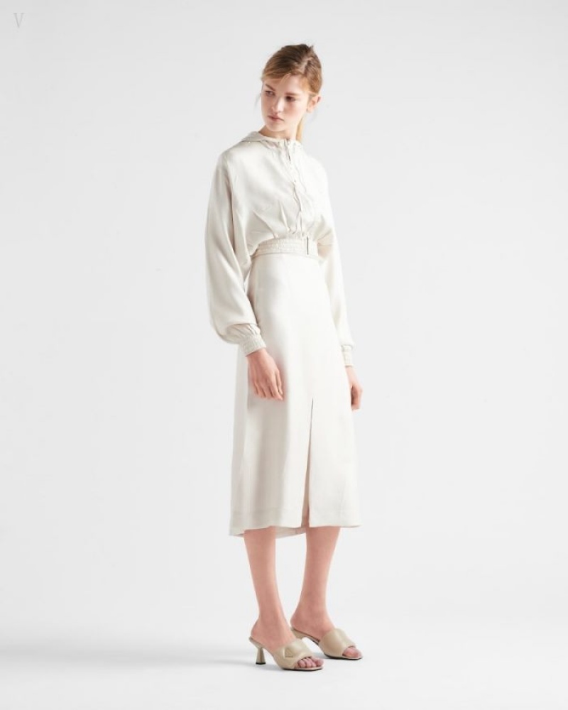 Prada Silk Twill Blouson Jacket Blancos | WGOJ1929