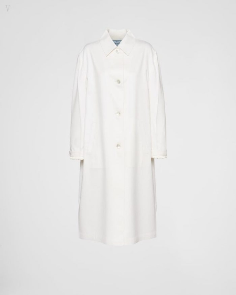 Prada Single-breasted Cashmere Coat Blancos | IHDX4686