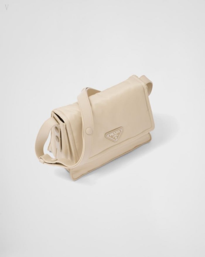 Prada Small Acolchado Re-nylon Shoulder Bag Beige | BZGW4274