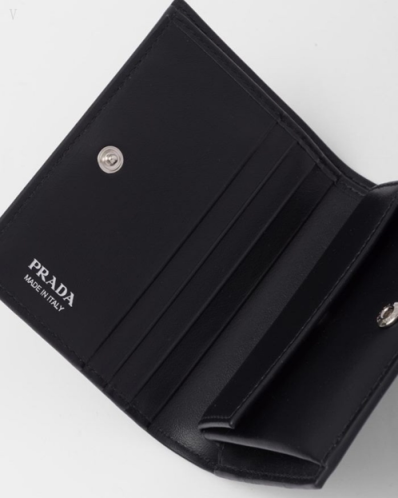 Prada Small Brushed-leather Wallet Negros | JSWP3301