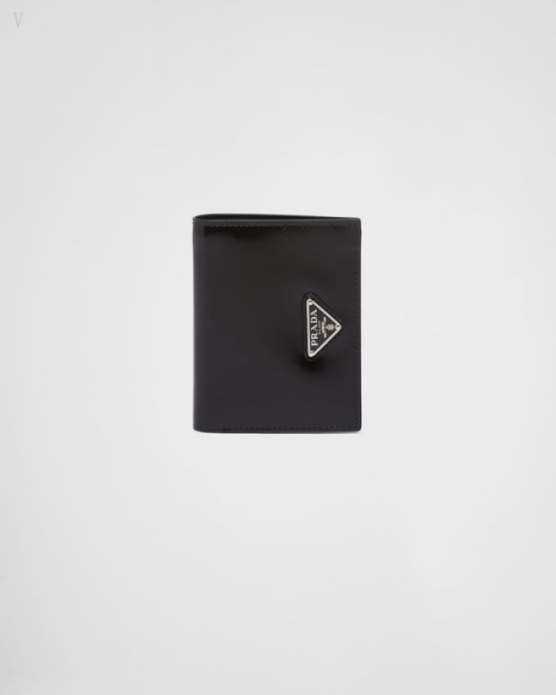 Prada Small Brushed-leather Wallet Negros | JSWP3301