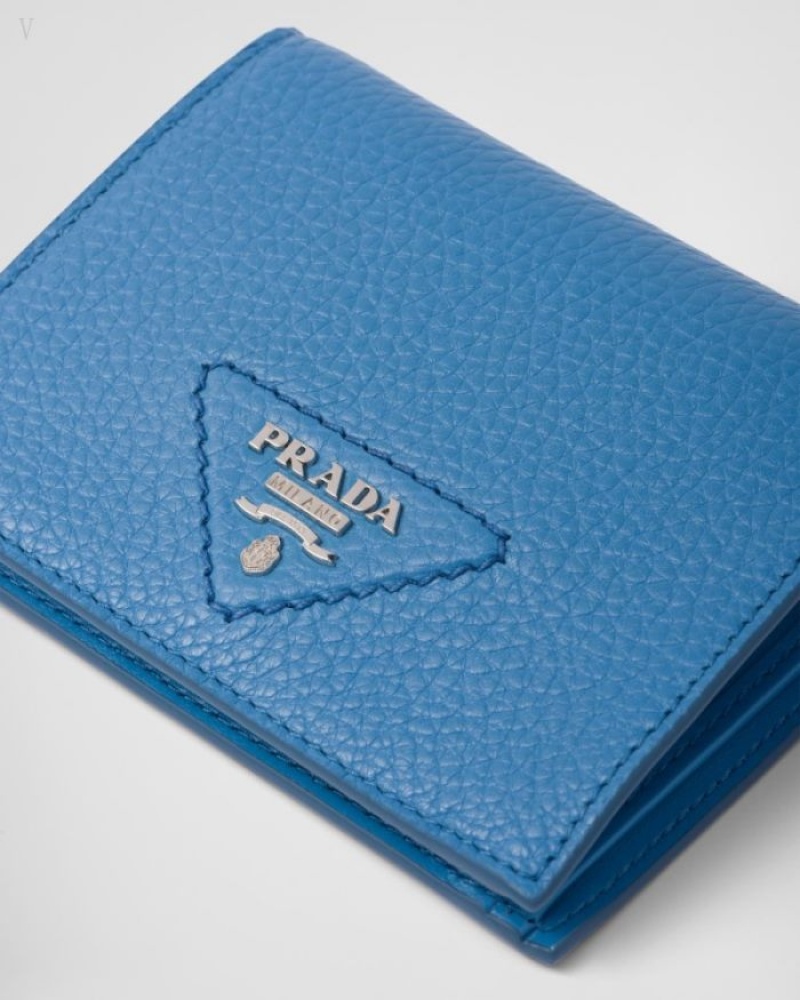 Prada Small Cuero Wallet Azules Claro | KWTP7004