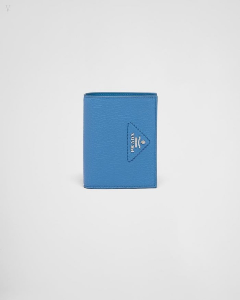 Prada Small Cuero Wallet Azules Claro | KWTP7004