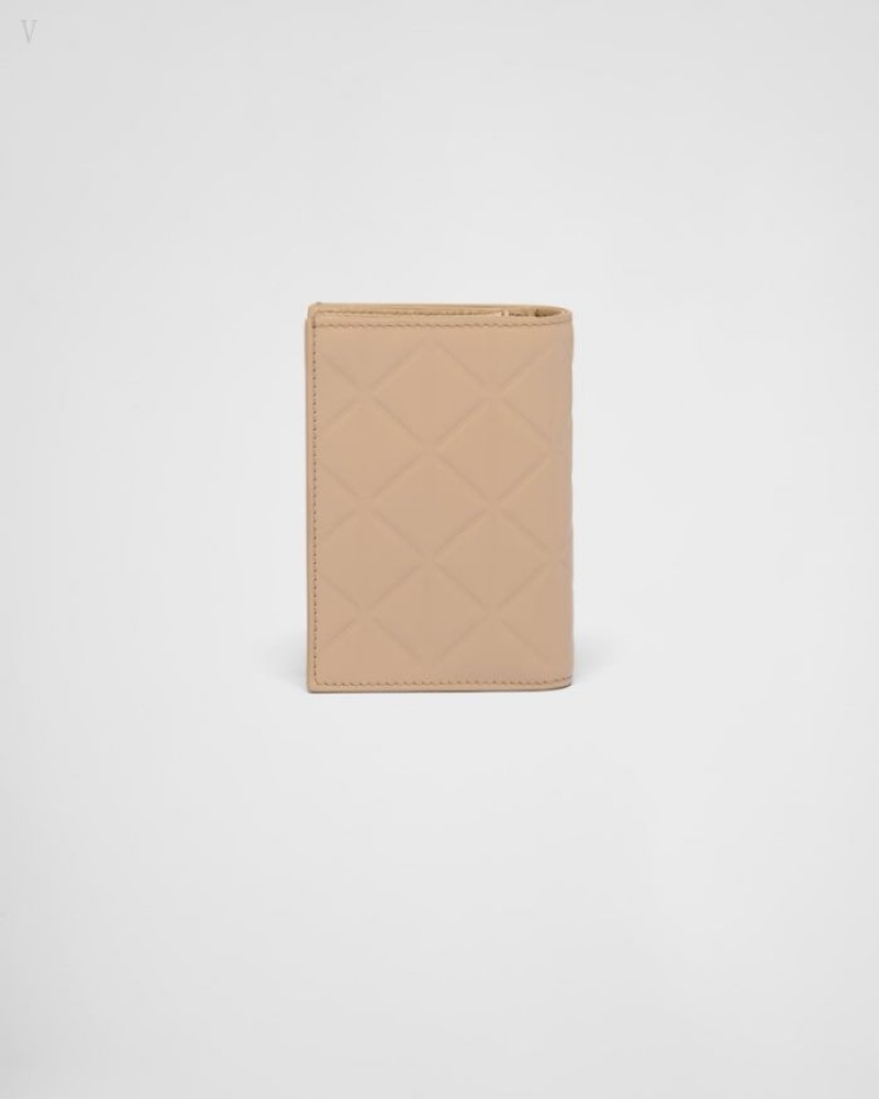 Prada Small Cuero Wallet Marrom Beige | TCEP0373